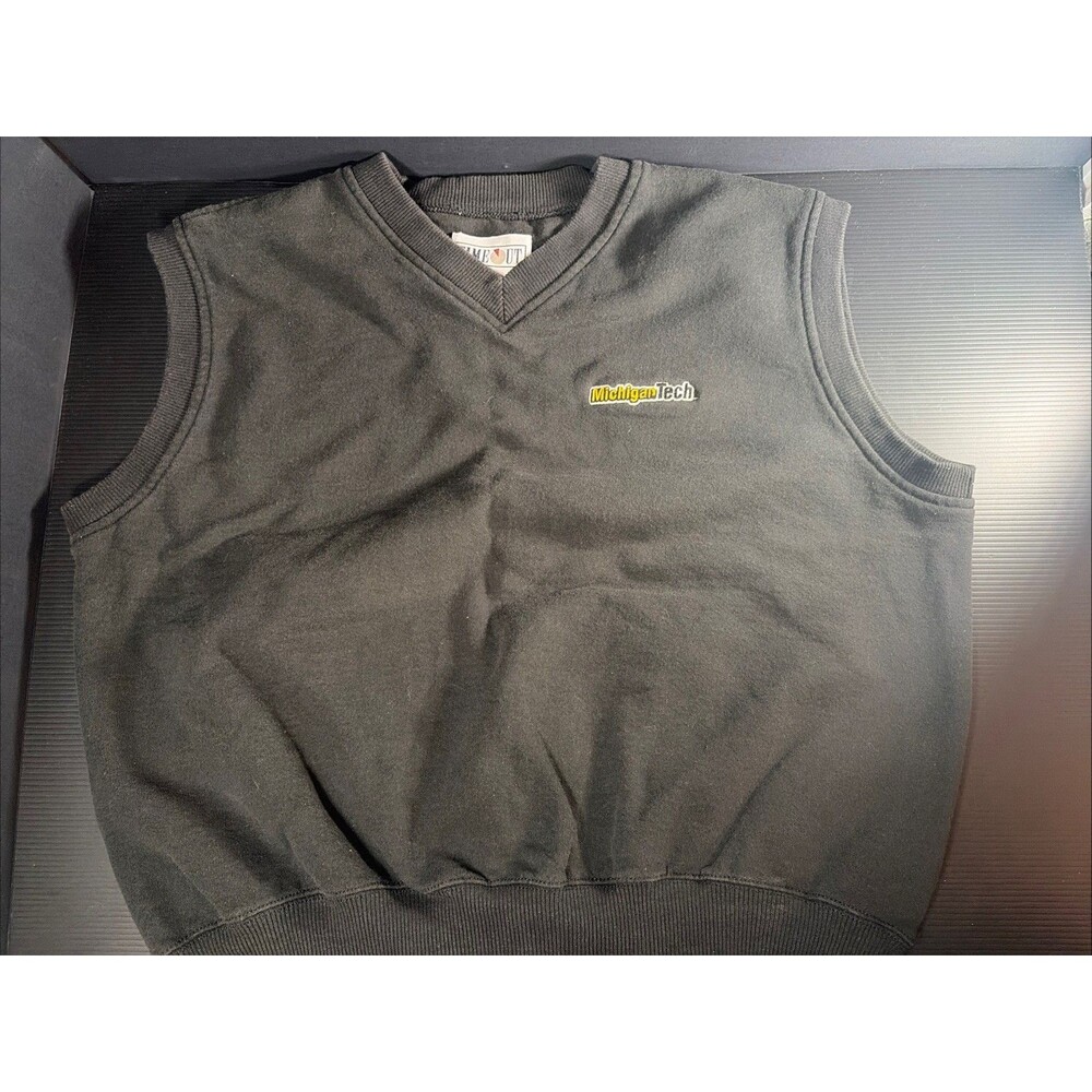Rare Vtg Michigan Tech University Huskies Sweatshirt Vest Sz XL